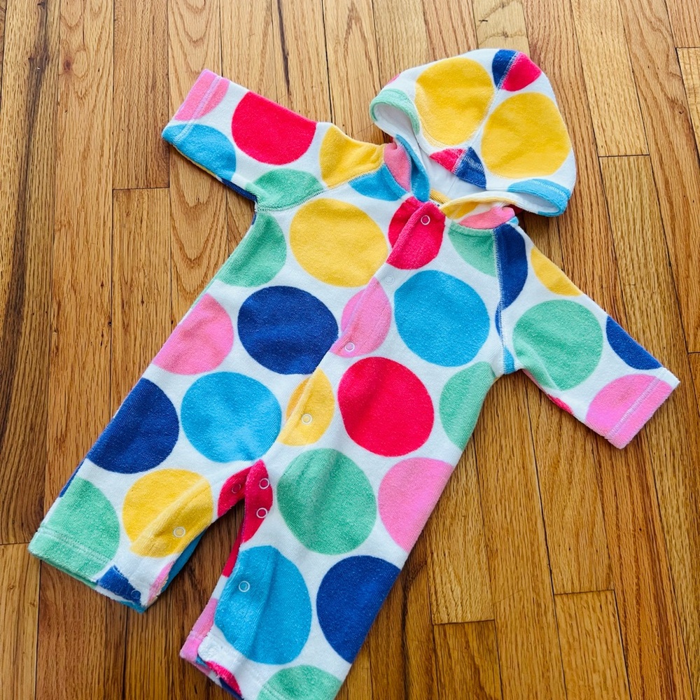Mini Boden Colorful Polka Dot Kids One Piece swim coverup